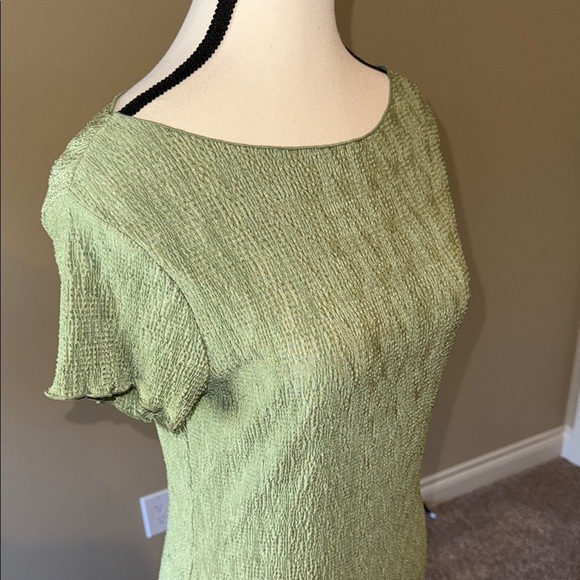 Connected Apparel Blouse Green Ribbed Fitted Women's Size S - Picture 2 of 8